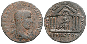 SYRIA, Cyrrhestica. Cyrrhus. Philip II, 247-249. 8 Assaria AYTOK K M IOYΛI ΦΙΛΙΠΠOC CEB Laureate, draped and cuirassed bust of Philip II to right. ΔIO...