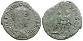 PHILIP II (247-249). Sestertius. Rome. 15,7 g. 29,2 mm.
Obv: IMP M IVL PHILIPPVS AVG.Laureate, draped and cuirassed bust right.
Rev: LIBERALITAS AVG...