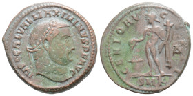 Roman Imperial, Maximinus II (310-313). (22,6mm, 5,3g, 6h). Cyzicus, 311-3. Laureate head r. R/ Genius standing l., holding patera and cornucopia; SMK...