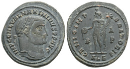 Roman Imperial
Maximinus II Æ Nummus. Alexandria, AD 308-310. IMP C GAL VAL MAXIMINVS P F AVG, laureate head right / GENIO IMPERATORIS, Genius standi...