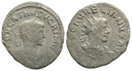 Roman Imperial Coins, AURELIAN with VABALATHUS (270-275). Antoninianus. Antioch.3,1 g. 21,5 mm.
Obv: IMP C AVRELIANVS AVG. Laureate, draped and cuira...