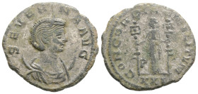 Roman Imperial Severina AD 270-275. Siscia. Antoninianus Æ 22,5 mm., 4 g.
SEVERINA AVG, draped bust right, wearing stephane, set on crescent / CONCOR...