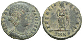 Roman Imperial
Fausta Æ Nummus. Cyzicus, AD 325-326. 2,7 g. 18,7 mm. FLAV MAX FAVSTA AVG, bareheaded and mantled bust right / SPES REIPVBLICAE, Faust...