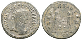 PROBUS (276-282). Antoninianus. Antioch. 3,4 g. 21,4 mm.
Obv: IMP C M AVR PROBVS P F AVG. Radiate, draped and cuirassed bust right.
Rev: CLEMENTIA T...