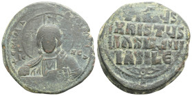 Byzantine, Time of Basil II & Constantine VIII, (976-1025 AD) AE Follis (28.4 mm, 11,4 g)
Obv: Constantinople mint. Facing bust of Christ Pantokrator...