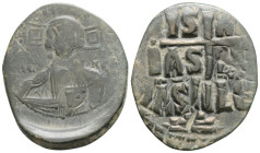 ANONYMOUS FOLLES. Class B. Attributed to Romanus III (1028-1034). 7,9 g. 26,6 Obv: + EMMA NOVHΛ / IC - XC.
Bust of Christ facing, holding book of Gos...