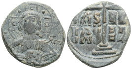 Anonymous Æ Nummus. Constantinople, time of Romanus III, circa AD 1028-1034. + [ЄMMA]NOVHA, facing bust of Christ Pantokrator; IC-XC across fields / +...