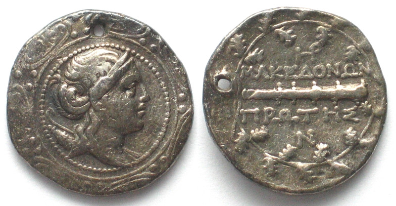 MACEDON. Roman protectorate, AR Tetradrachm, 158-150 BC, Artemis Tauropolos / cl...