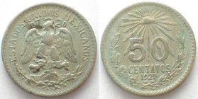 MEXICO. 50 Centavos 1921, silver, VF+