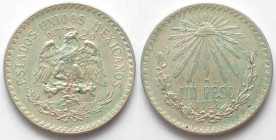 MEXICO. Peso 1922, silver, AU