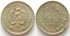 MEXICO. 10 Centavos 1925/3, scarce overdate! silver, UNC-