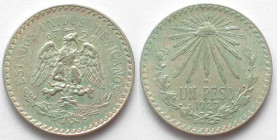 MEXICO. Peso 1927, silver, XF