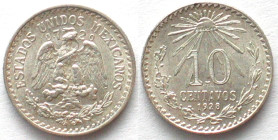 MEXICO. 10 Centavos 1928, silver, UNC