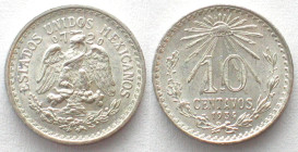 MEXICO. 10 Centavos 1934, silver, UNC