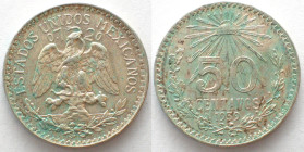 MEXICO. 50 Centavos 1939, silver, AU