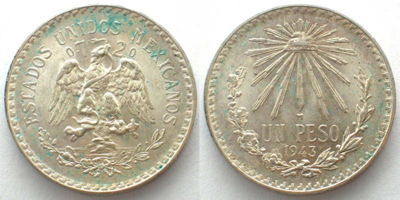 MEXICO. Peso 1943, silver, UNC
KM # 455.