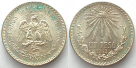 MEXICO. Peso 1943, silver, UNC