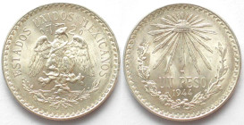 MEXICO. Peso 1944, silver, BU!