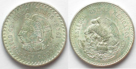 MEXICO. 5 Pesos 1948, Cuauhtemoc, silver, UNC