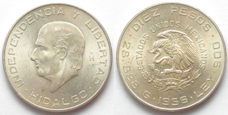 MEXICO. 10 Pesos 1956, HIDALGO, silver, UNC
KM # 474