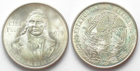 MEXICO. 100 Peso 1979, Morelos, silver, UNC