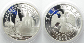 RUSSIA. 3 Roubles 2002, Kideksha, silver 1 oz, Proof, scarce!