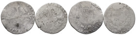 Belgien Brabant, Albert und Isabella von Spanien 1598-1621, 1/2 Patagon. 2 Stück. Schön-sehr schön
