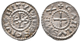 Frankreich / Karolinger, Karl der Kahle 843-877, Denar, Bourges. 1,82 g. Depeyrot 192; M./G. 1071. Prachtexemplar. Hübsche Patina, vorzüglich-Stempelg...