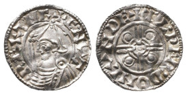 Großbritannien, Knud der Große, 1018-1035, Sterling, London. 1,06 g. Seaby 1158. Sehr selten. Leicht gewellt, sehr schön +