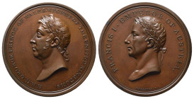 Großbritannien, George III. 1738-1820, Bronzemedaille o. J. (1816), von Halliday auf den Besuch Franz II. (1792-1835) in London 1816. Büste George III...