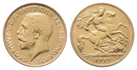 Großbritannien, George V. 1910-1936, 1/2 Sovereign 1911, London. 3,96 g. Fb. 405; Seaby 4006. Kratzer, sehr schön
