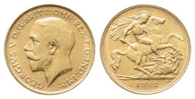 Großbritannien, George V. 1910-1936, 1/2 Sovereign 1912, London. 4,00 g. Fb. 405; Seaby 4006. Randfehler, sehr schön