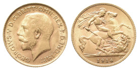 Großbritannien, George V. 1910-1936, 1/2 Sovereign 1914, London. 3,99 g. Fb. 405; Seaby 4006. Sehr schön