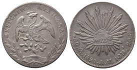 Mexiko, Republik seit 1821, 8 Reales 1891, MO. 27,06 g. K/M 377.2. Hübsche Patina, fast vorzüglich