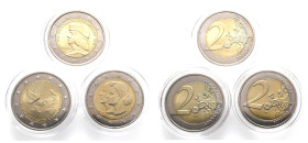 Monaco, Albert II. seit 2005, 2 Euro 2011, 2012 und 2013. K/M 196, 199, 200. 3 Stück. Vorzüglich-Stempelglanz