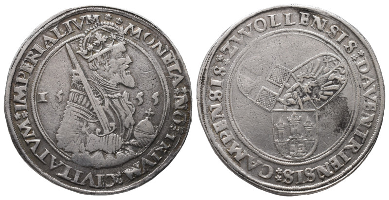 Niederlande, Deventer, Kampen und Zwolle gemeinschaftlich, Taler 1555. 28,23 g. ...