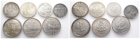 Polen, Republik seit 1989, kl. Sammlung von Silbermünzen.10 Zlotych 2000; 100 Zlotych 1966; 10000 Zlotych 1987; 100000 Zlotych 1990 (3x), 1994. Insges...