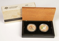 Polen / Australien, 1 Dollar und 20 Zlotych 2013 "Kangaroos of the World". 62,27 g. 999er Silber. Im Originaletui mit Originalzertifikat. Teilkolorier...