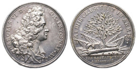 Römisch Deutsches Reich / Haus Habsburg, Karl VI. 1711-1740, Silbermedaille 1714, unsigniert, von P. H. Müller, auf den Frieden von Rastatt. Büste rec...