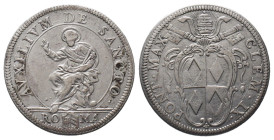 Vatikan, Clemens IX. 1667-1669, Testone o. J. Rom. 9,44 g. Muntoni 5. Selten. Sehr schön-vorzüglich