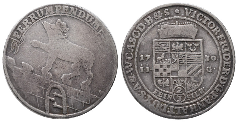 Anhalt Bernburg, Victor Friedrich 1721-1765, 2/3 Taler 1730, Harzgerode. 12,45 g...
