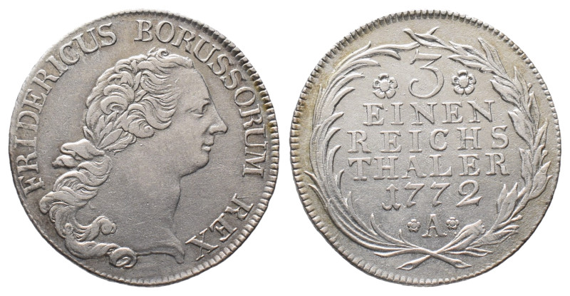 Brandenburg Preußen, Friedrich II. 1740-1786, 1/3 Taler 1772, Berlin. 8,19 g. Ol...