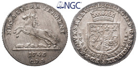 Braunschweig Calenberg Hannover, Georg II. 1727-1760, 2/3 Taler 1745, Clausthal. Feinsilber. Welter 2584; Dav. 442. Prachtexemplar. Herrliche Patina, ...