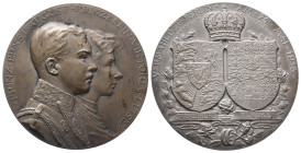 Braunschweig Wolfenbüttel, Ernst August 1913-1918, Silbermedaille 1913 von Placht, auf seine Vermählung mit Viktoria Luise von Preußen. Die Brustbilde...