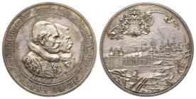 Hamburg, Stadt, Silbermedaille 1888, von E. Weigand, auf die Vereinigung Hamburgs mit dem Zollgebiet des Deutschen Reiches. Brustbilder der Hamburger ...