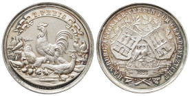 Hamburg, Stadt, Silbermedaille 1893 (graviert), von Lorenz und Sohn. 1. Preis des Geflügelzucht-Vereins Hamburg-Altona. Zwei Tauben zwischen den Wappe...