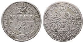 Hildesheim, Stadt, 24 Mariengroschen 1695. 16,83 g. Buck/Bahrfeldt 333. Seltenes Jahr. Winz. Sammlerpunze im Rand, sehr schön