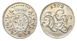 Löwenstein Wertheim Virneburg, Johann Ludwig Volrad 1730-1790, Kreuzer 1772. 0,64 g. Wibel 136. Von größter Seltenheit, besonders in dieser Erhaltung....