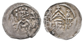 Mark, Adolf II. 1328-1347, Vierling, Iserlohn. 0,26 g. Men. -; Slg. Lej. -. Selten. Schrötlingsfehler, fast sehr schön