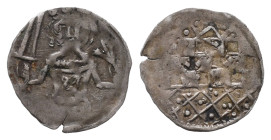 Mark, Engelbert III. 1347-1391, Vierling, ohne Angabe der Münzstätte, Hattingen?, 0,28 g. Slg. Lej. - (1274 vgl.); Men. -. Sehr selten. Kl. Randfehler...